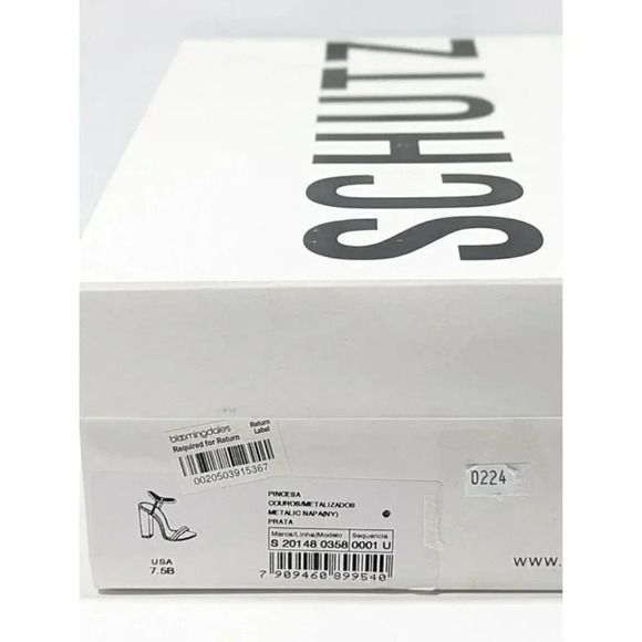 Schutz Women's Pincesa Silver Metallic High-Heel Sandals Size 7.5 B (MSRP $170) - Picture 12 of 12